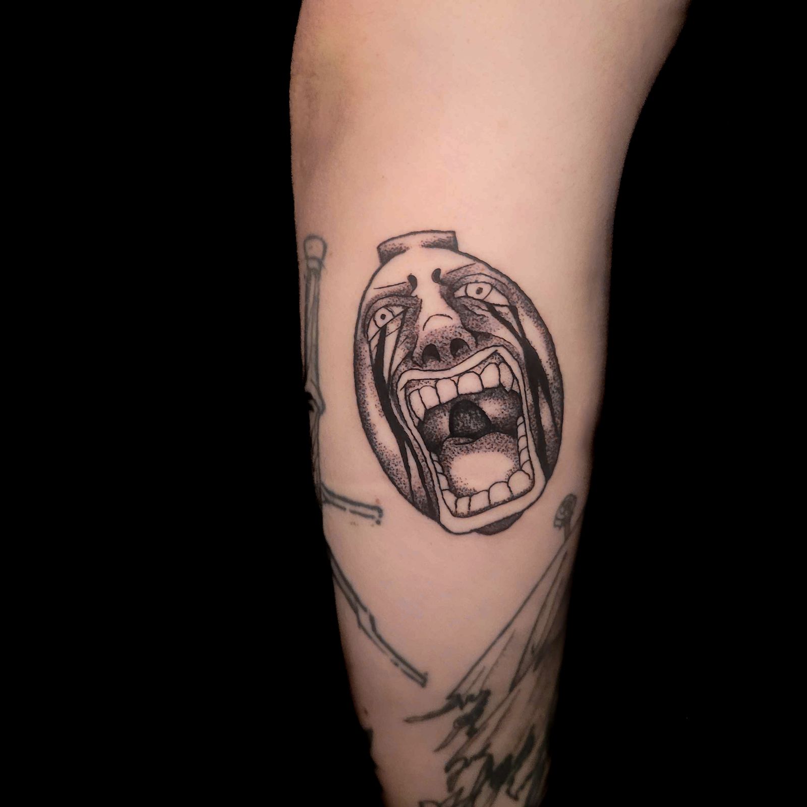 BEHELIT tattoo — anime, arm — by Kayleigh Chaos, tattoo artist in Perth, Scotland
