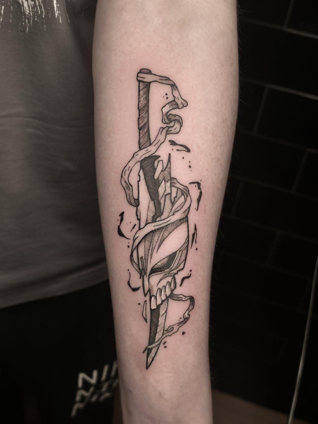 ZANGETSU — FALSE SHIKAI tattoo — anime, forearm — by Kayleigh Chaos, tattoo artist in Perth, Scotland
