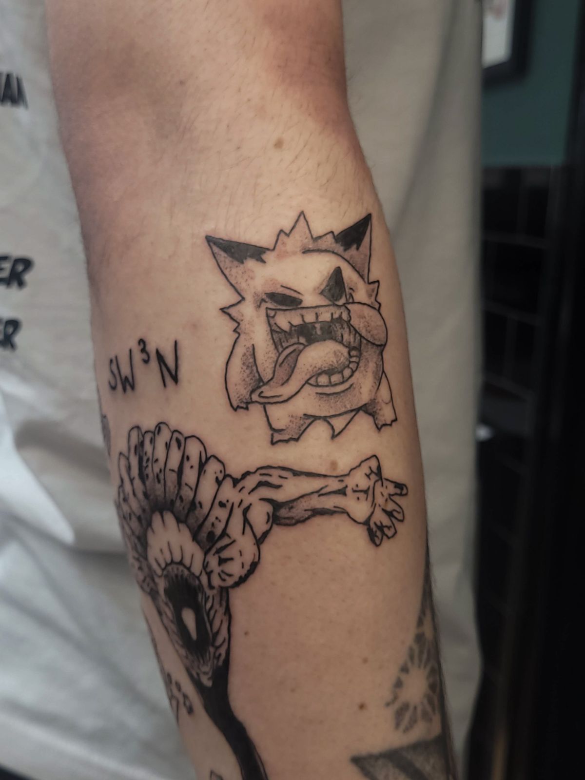 GENGAR tattoo — anime, arm — by Kayleigh Chaos, tattoo artist in Perth, Scotland