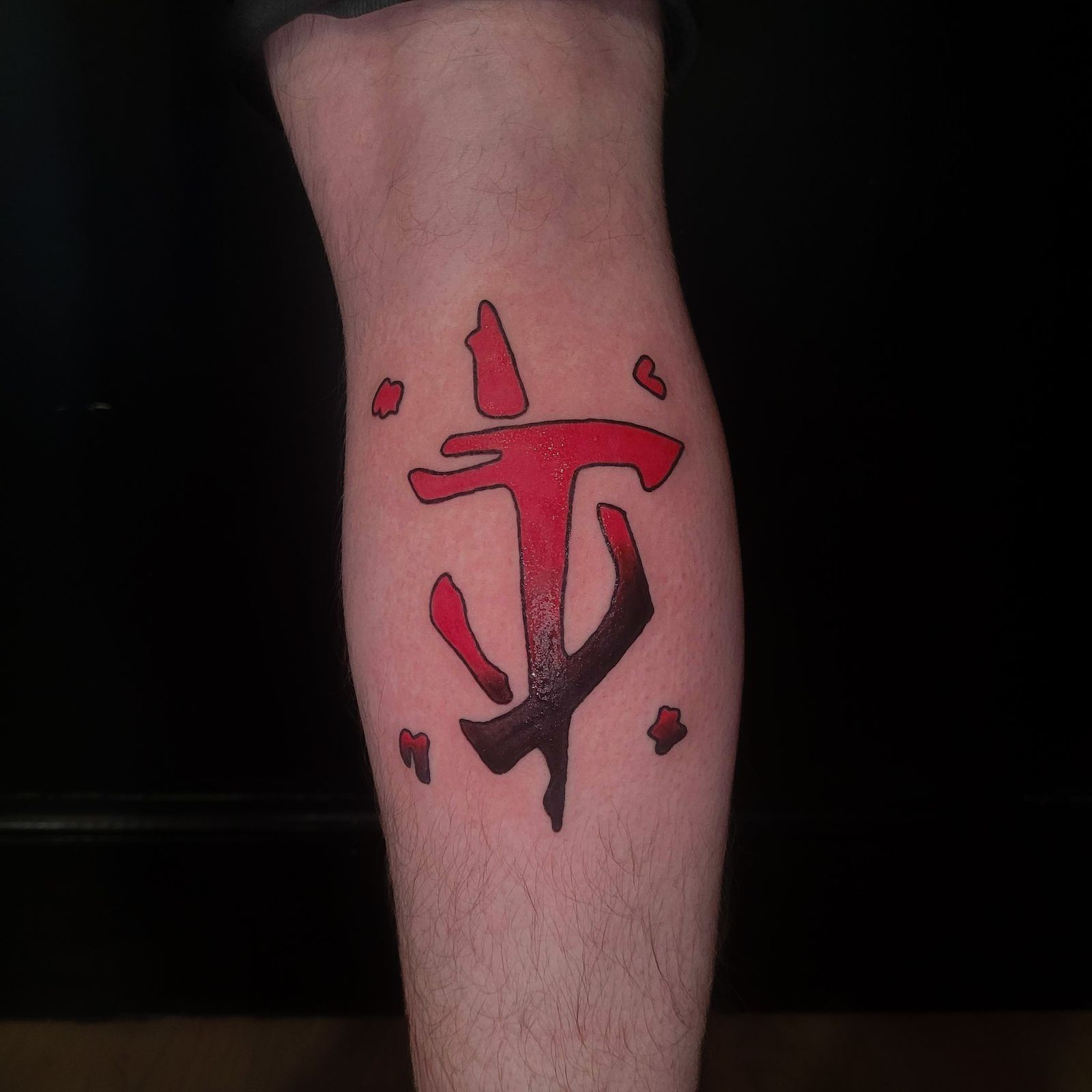 DOOM SLAYER II tattoo — gaming, leg — by Kayleigh Chaos, tattoo artist in Perth, Scotland