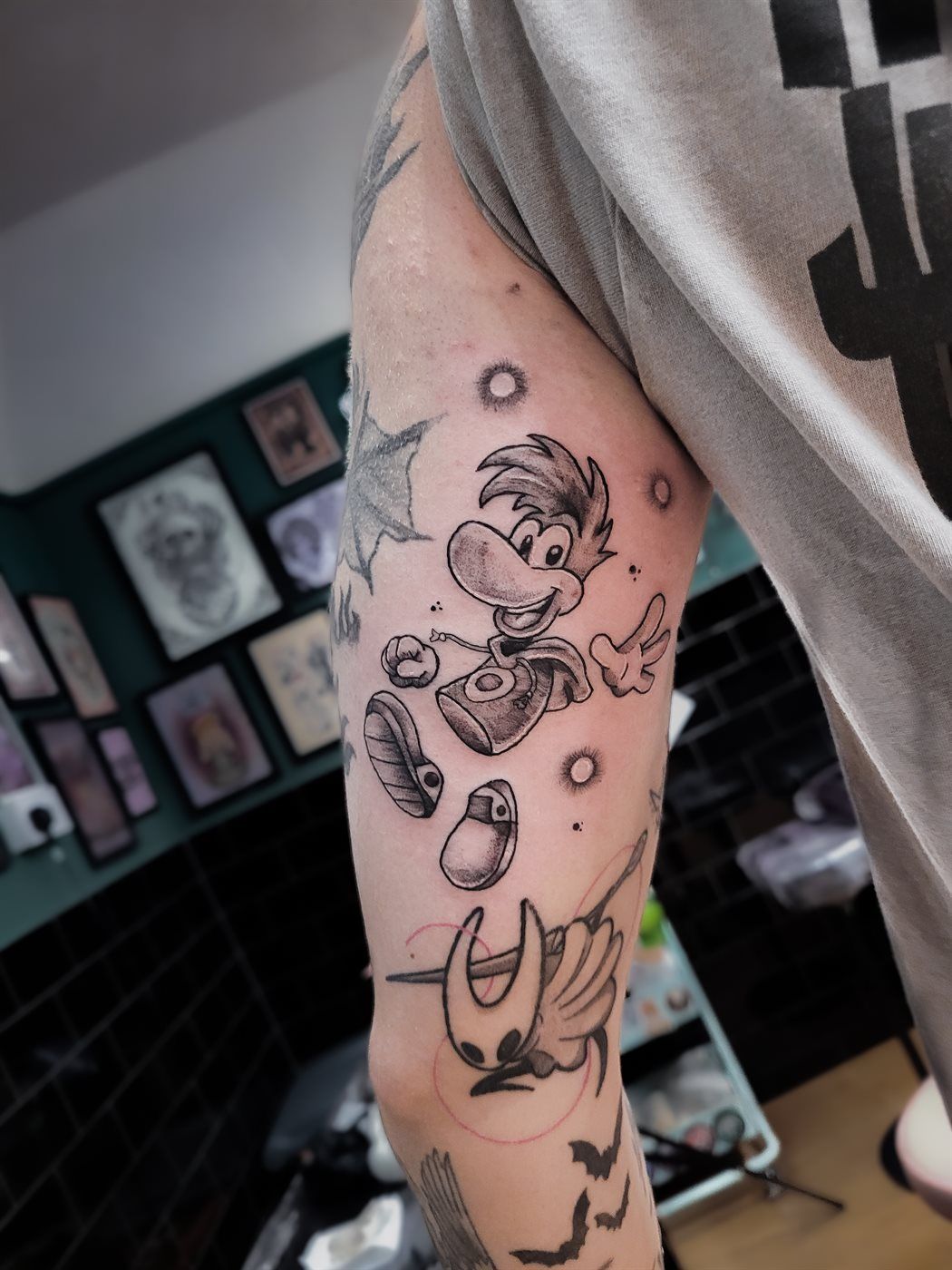 RAYMAN tattoo — gaming, arm — by Kayleigh Chaos, tattoo artist in Perth, Scotland