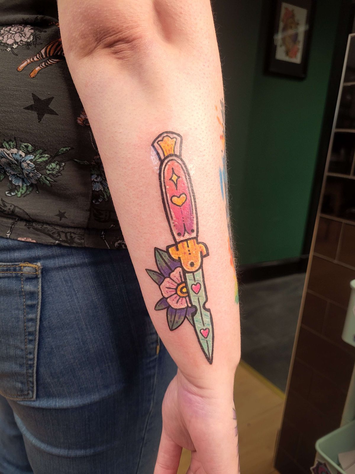 KAWAII DAGGER tattoo — trad — by Kayleigh Chaos, tattoo artist in Perth, Scotland